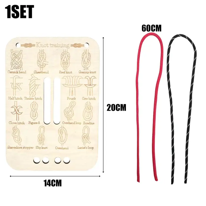 Kit de pratique pour attacher des nœuds, planche en bois, Guide des nœuds, survie en plein air, Camp