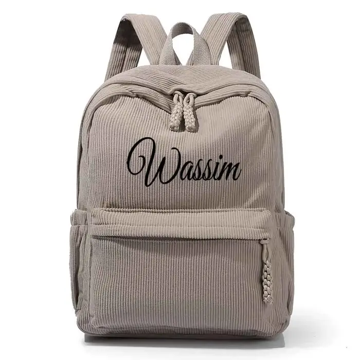 Sac à dos personnalisé pour enfants, sac à dos en velours côtelé brodé, retour à l'école, sac à dos avec nom d'enfant, sac d'école universitaire, tout-petit, avec nom