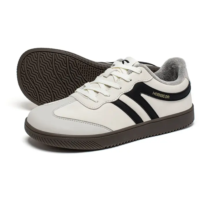 HOBIBEAR chaussures à bout large unisexe en cuir artificiel doublé de fausse fourrure baskets décont