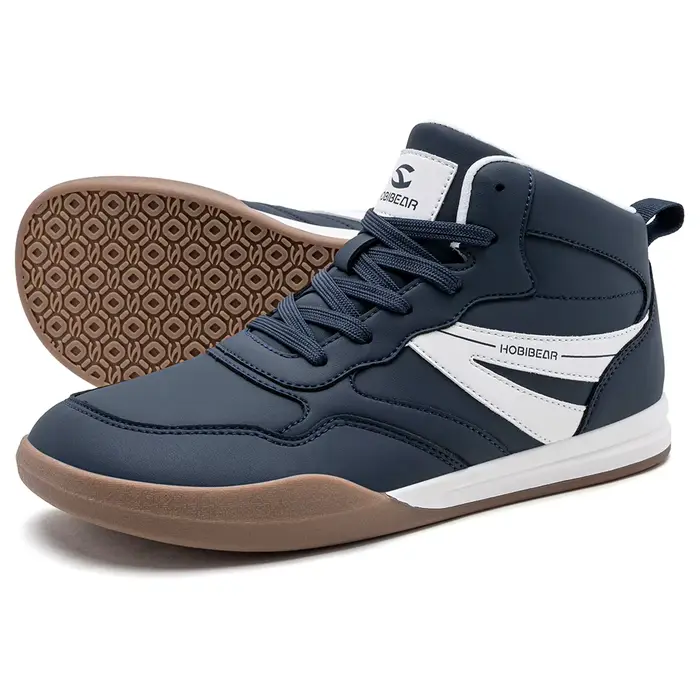 HOBIBEAR Bottes de marche à bout large unisexe en cuir synthétique, chaussures de sport mi-montantes d'extérieur à lacets antidérapantes