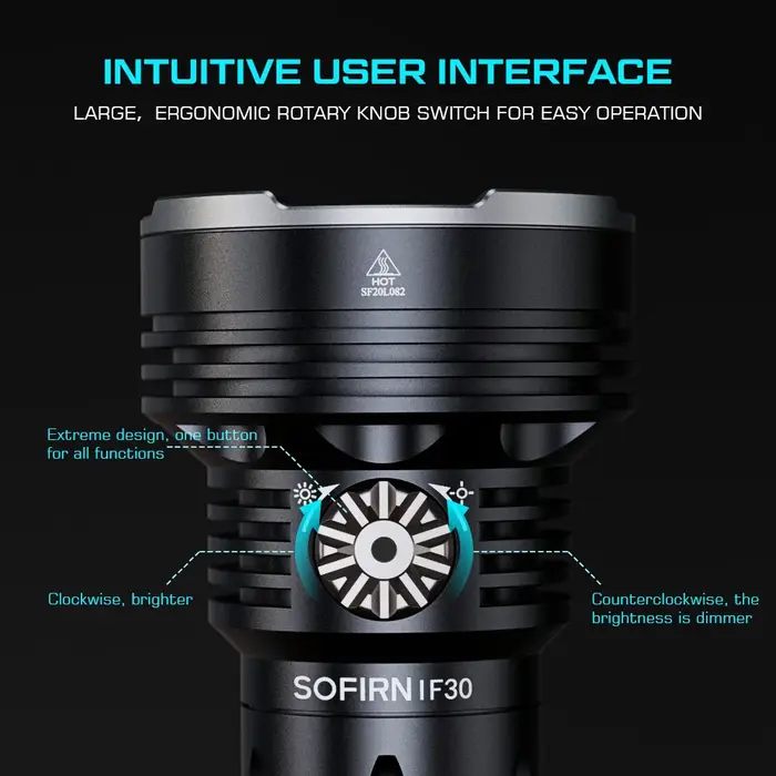 Sofirn IF30 12000lm SFT40 lampe de poche LED puissante 32650 batterie lanterne USB C torche Recharge