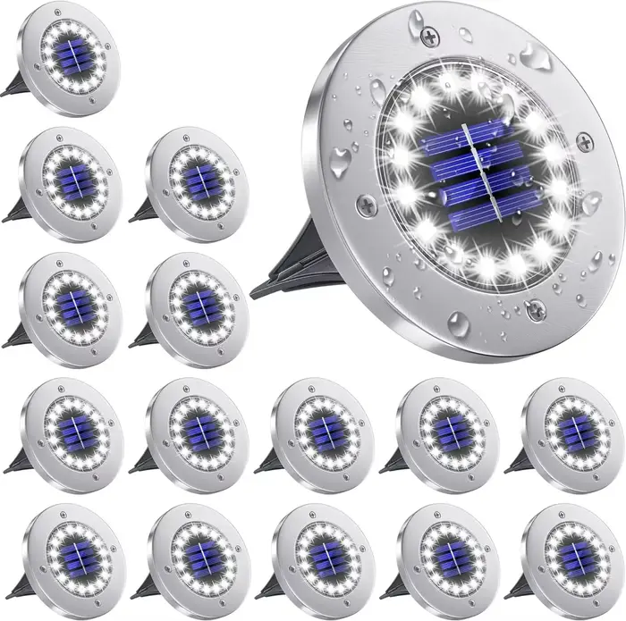16 LED lumières solaires lumineuses au sol lumière LED solaire étanche extérieure pour voie jardin cour pelouse passerel
