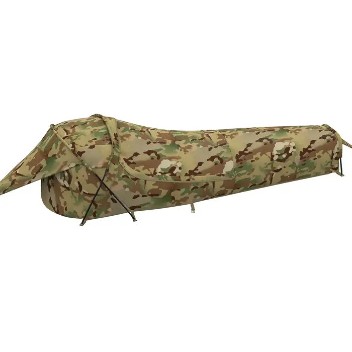 Tente de bivouac militaire MT Military Hideaway Bivy Cover Stealth Compact à poteau unique avec anse pour sac de couchage modulaire avec moustiquaire intégrée
