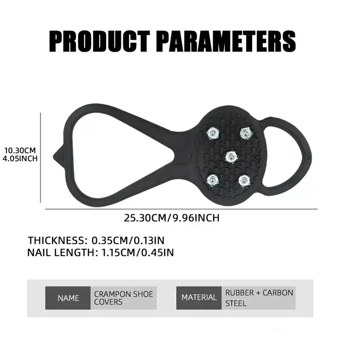 1 paire 5 goujons anti-dérapant glace neige Camping chaussures de marche bottes de sécurité d'hiver Crampons d'escalade professionnels universels