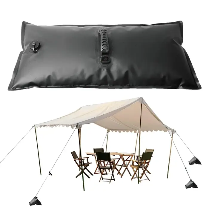 Poids de tente en sac d'eau, base de support résistante au vent avec poignée, sac d'eau pliable pour auvent extérieur et toile de fond de fête