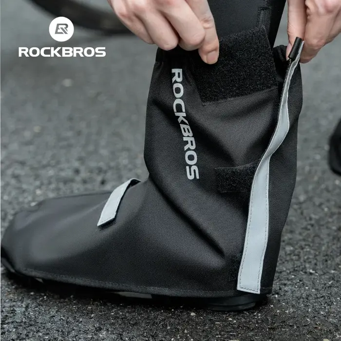 ROCKBROS couvre-chaussures cyclisme imperméable chaussures couverture 1 paire bottes de cyclisme couvre-chaussures coupe-vent équitation en plein air épais couvre-chaussures