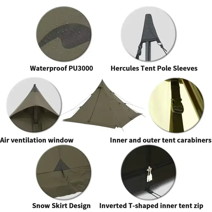Tente pyramidale Naturehike 2025, tente de camping Ranch Fire, tente d'extérieur multi-mode, ignifug