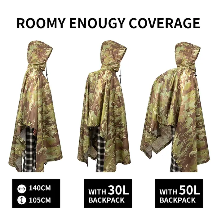 Solomon-Poncho de pluie extérieur multifonctionnel 3 en 1, imperméable, auvent de moto, polymères de