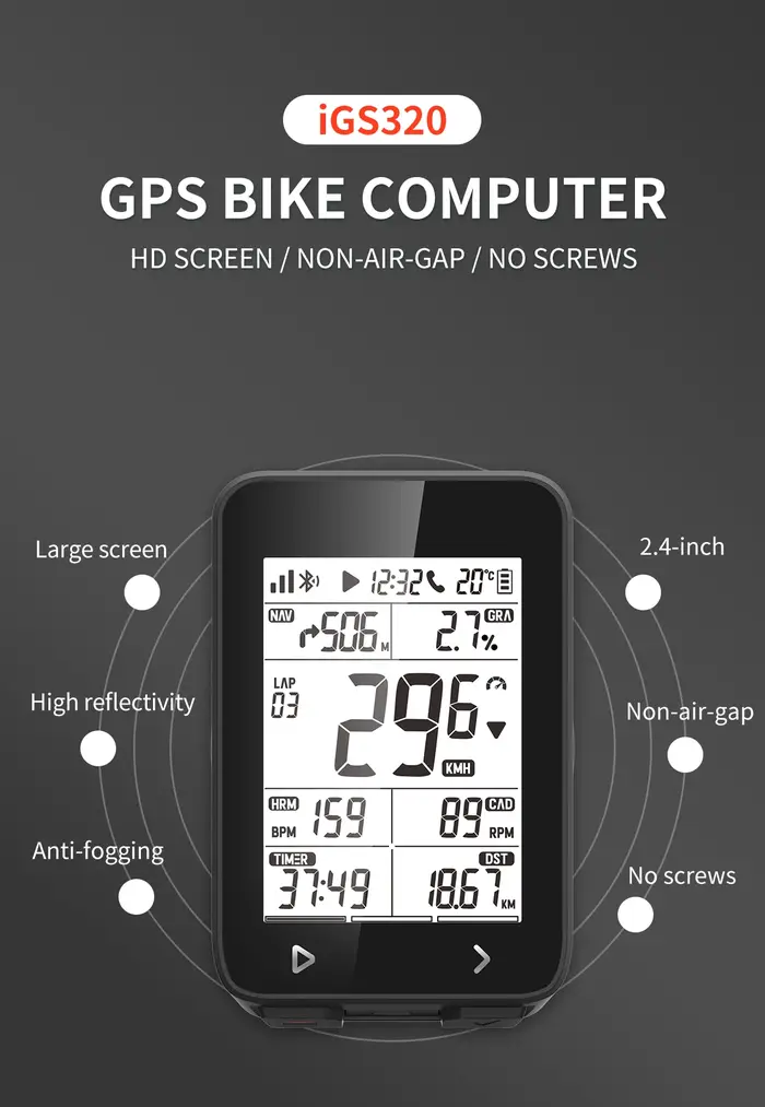 IGPSPORT – compteur de vélo sans fil IGS320, IPX7, Bluetooth 5.0 ANT + GPS, 72H d'autonomie de la ba
