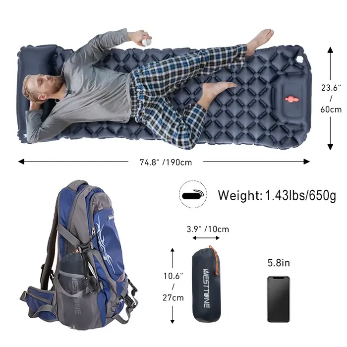 TARKA – tapis de Camping gonflables, matelas pneumatique avec oreiller, coussin de couchage touristique en plein Air, matelas auto-gonflant pour randonnée et escalade