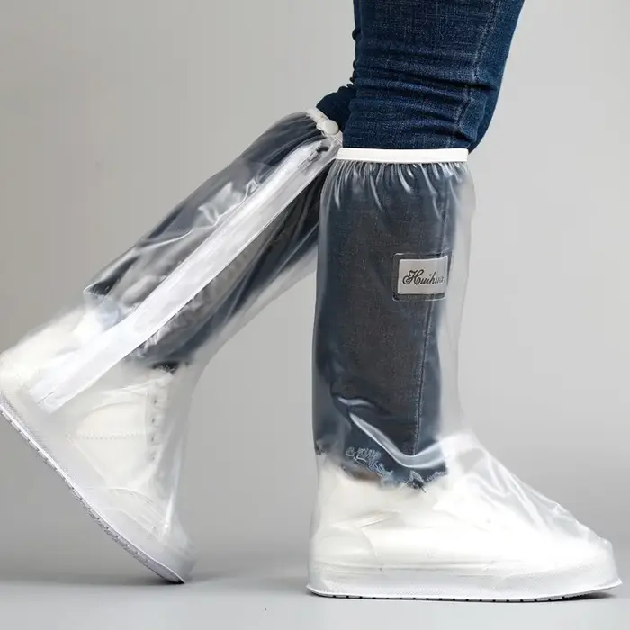 Couvre-chaussures à tube haut pour hommes et femmes, avec bord pressé et semelle épaisse, résistant 