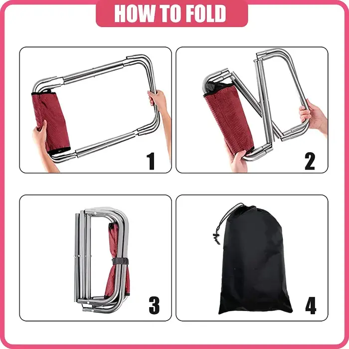 Siège de tabouret léger en alliage d'aluminium pliant portable avec sac de transport, 16 "de haut, p