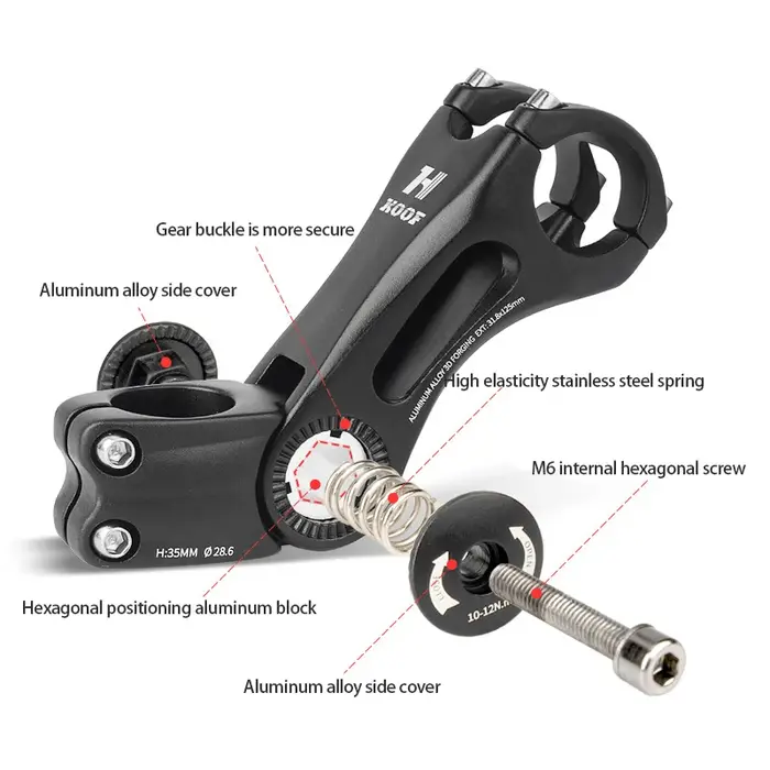 Tige de vélo vtt réglable 25.4 31.8mm tige de guidon de vélo ultralégère 3D forgée ± 60 ° Puissanc