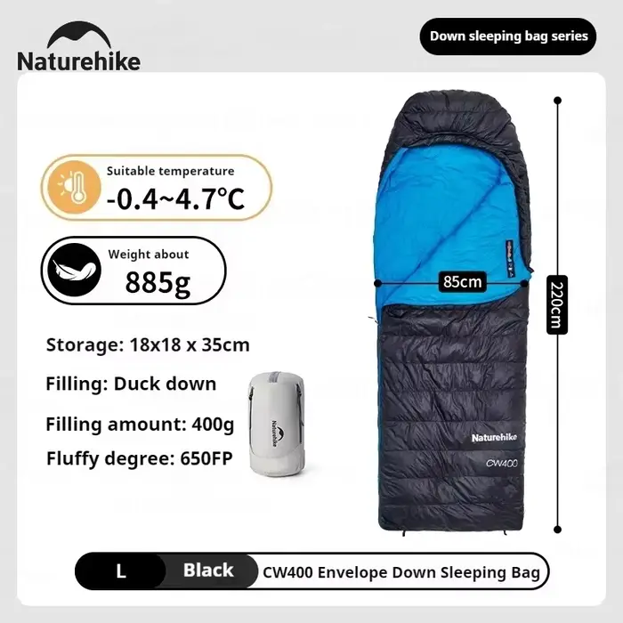 Natureifa-Sac de couchage de randonnée à capuche en duvet de canard