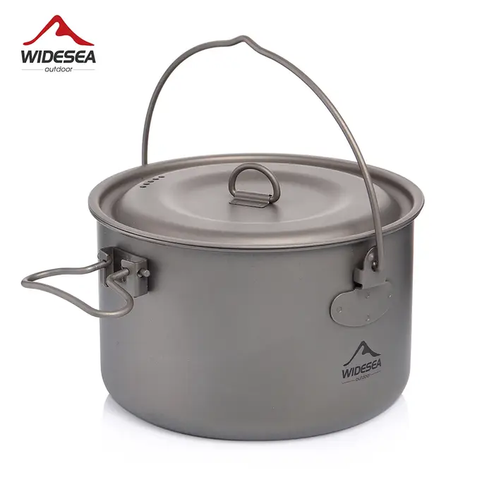 Widesea Camping vaisselle titane batterie de cuisine ensemble tourisme chaudron extérieur marmite pique-nique