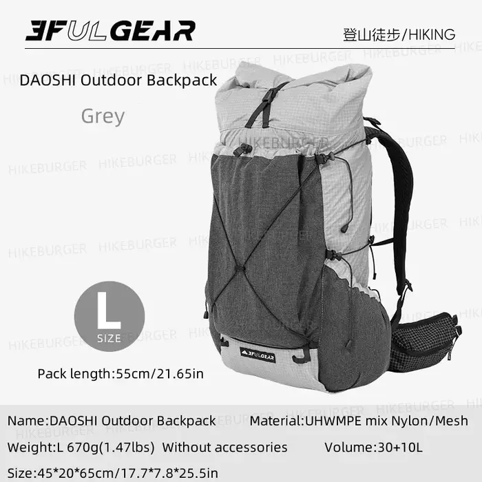 Sac à dos 3F UL GEAR Tutor Ultra pour le camping en plein air, 30+10L, ultraléger, UHWMPE, randonnée, imperméable, voyage, alpinisme, DAOSHI