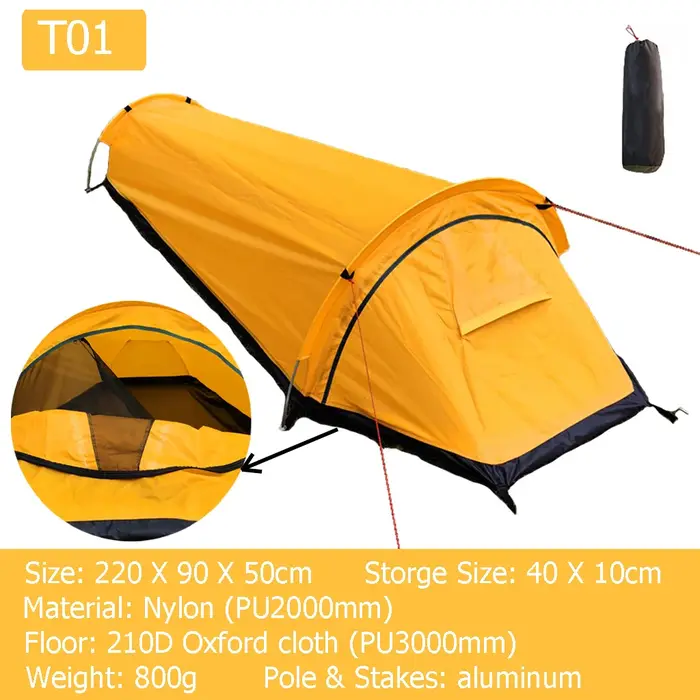 Tente ultralégère - Tente bivouac pour 1 personne, tente de camping pour une seule personne, bivouac