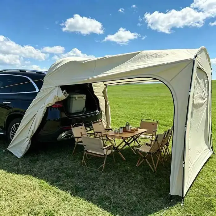Tente de camping extérieure pour voiture, tente arrière pour véhicule SUV, tente pare-soleil et imperméable pour tourisme en autonomie, grand espace, auvent de camping, tente de hayon