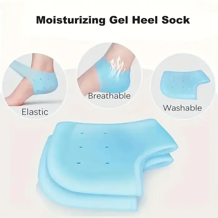 Protecteurs de talon en silicone bleu lavable | Unisexe pour les soins jour et nuit | Confort respirant et durable