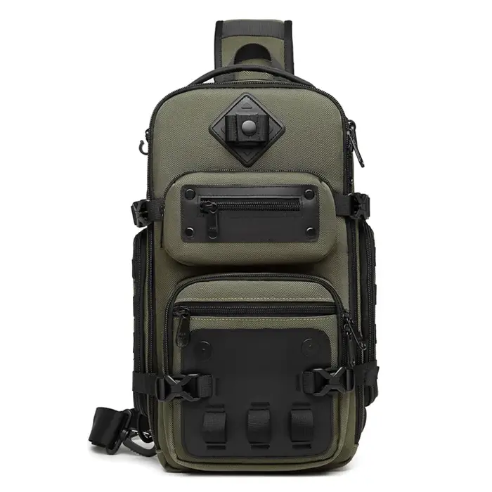Ozuko sacs de ventre sac de poitrine pour hommes en plein air tactique une épaule sac à bandoulière 