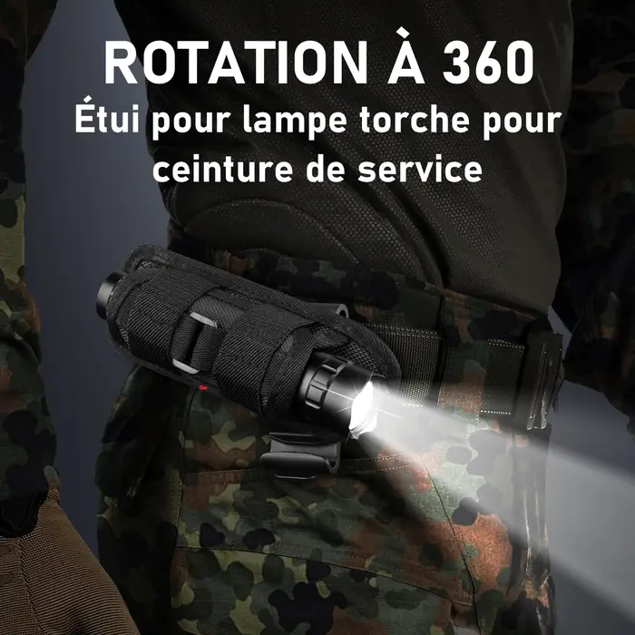 Lampe torche tactique UltraFire WF-501BX avec étui, puissante lampe torche LED de police de 1 200 lumens, rechargeable par USB de type C, pour les urgences quotidiennes