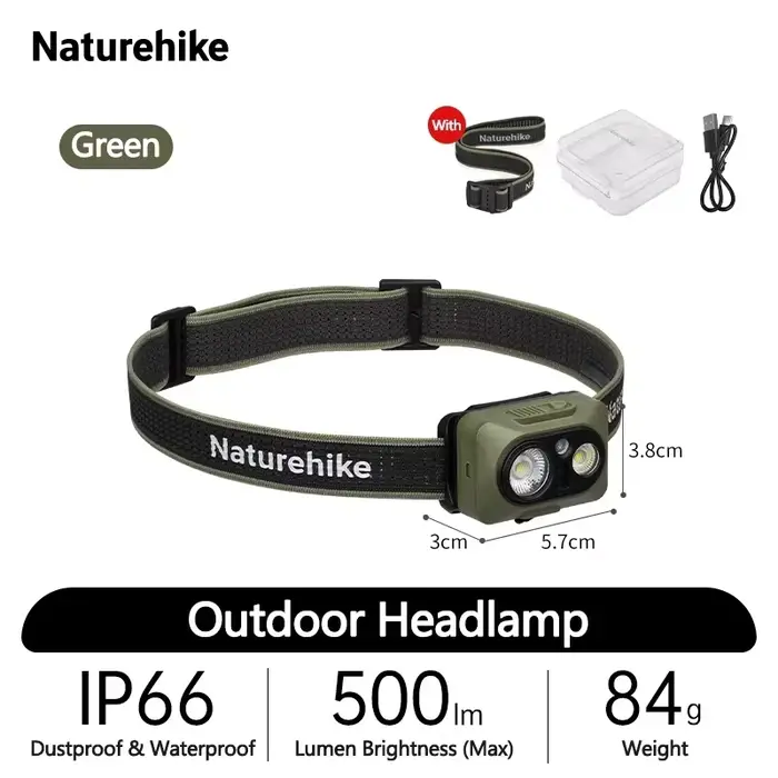 Lampe frontale de camping Naturehike à induction intelligente, lumière LED pour la randonnée en plei