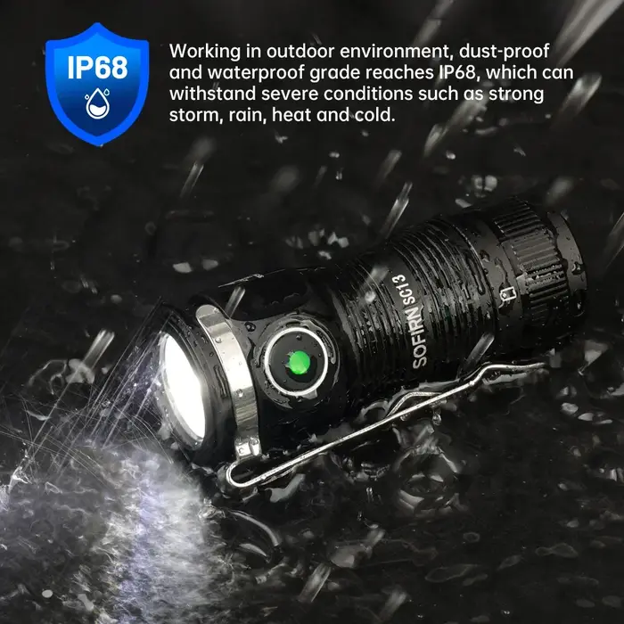Sofirn Mini SC13 lampe de poche puissante SST40/519A LED 1300lm 18350 lumière LED Rechargeable 95