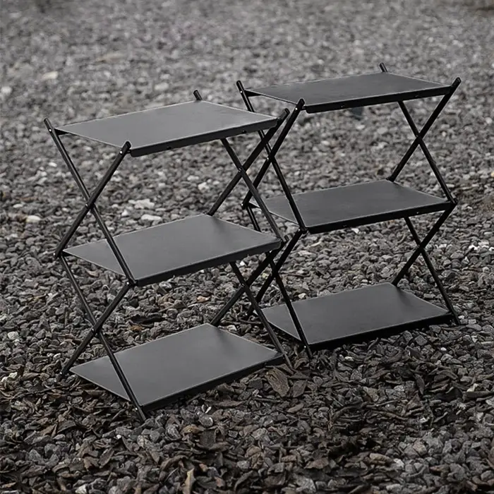 WESTTUNE Camping support à trois niveaux extérieur pliant étagère de rangement Portable organiseur d