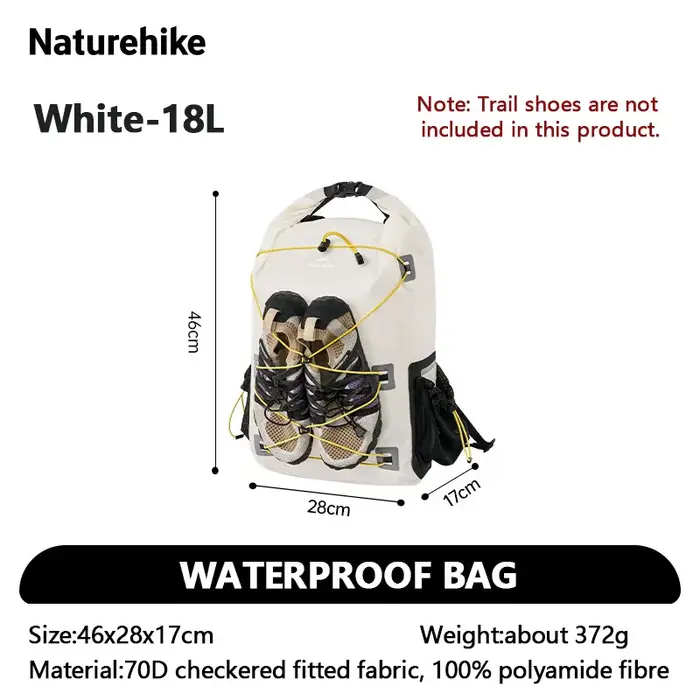 Sac à dos imperméable Naturehike 18L 25L, léger et portable pour l'extérieur, avec séparation humide
