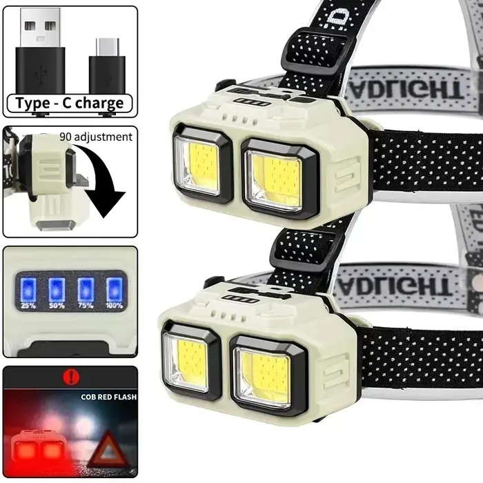 Lampe frontale LED puissante à Induction