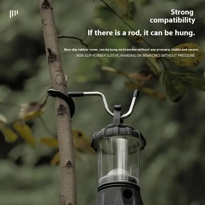 Support de lampe à crochet en acier portable pour la chasse et la pêche ; Outil de suspension de lumière de tente extérieure