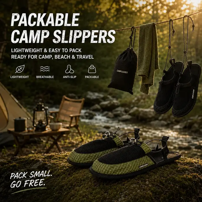 CAMPLEADER Chaussons de camping pliables légers, séchage rapide, antidérapants, chaussures aquatiques pour la plage, l'hôtel, les voyages en avion, le camping