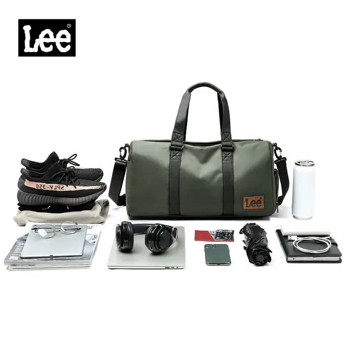 LEE vert Olive sec humide poche compartiment à chaussures sac de voyage imperméable en Nylon cuir Fitness Sport grande