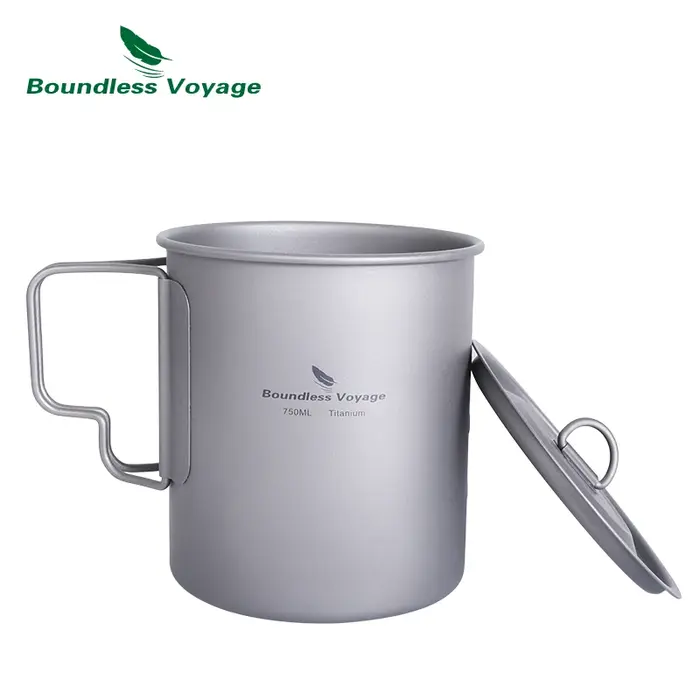 Boundless Voyage Camping Titanium Cup Mug, Outdoor Tourist Picnic Cooking Face Pot, Britware, Randon