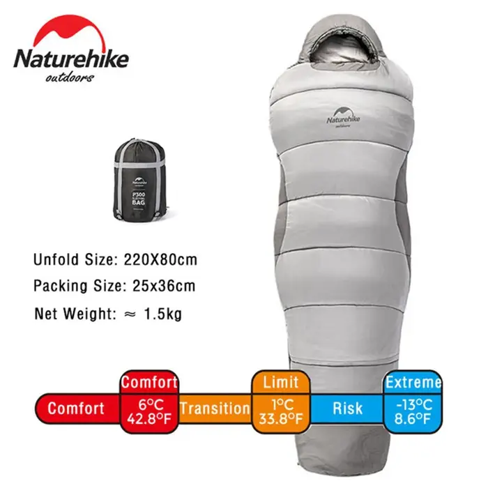 Naturehike Camping randonnée sac de couchage Portable automne hiver épaississement chaleur résistant au froid coton sac de couchage NH21MSD03