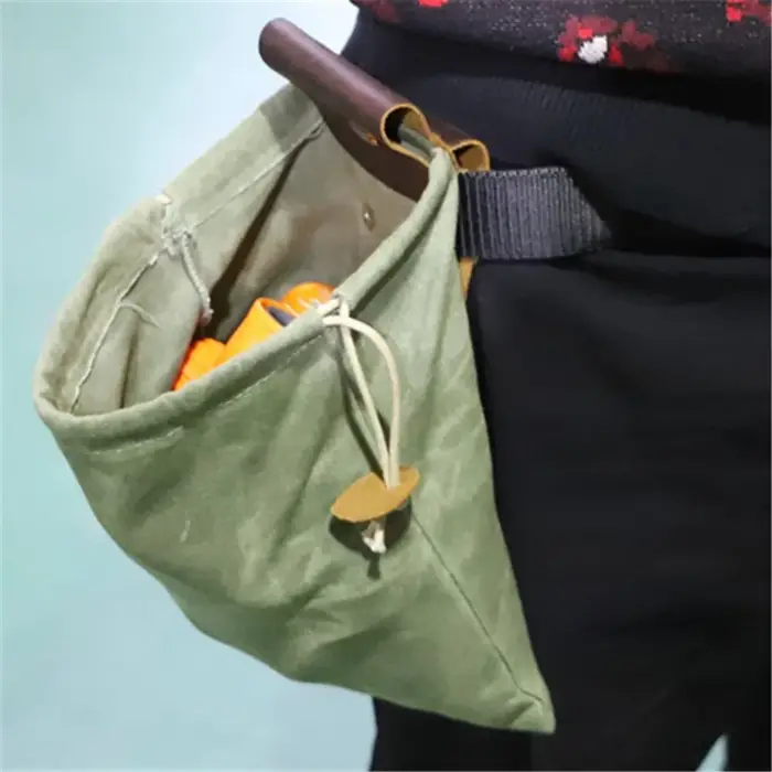 Sac de recherche de nourriture Portable en plein air, pochette de cueillette de fruits pliable, rangement de baies Puch, sac en toile de brousse en cuir, randonnée Camping 1 pièce