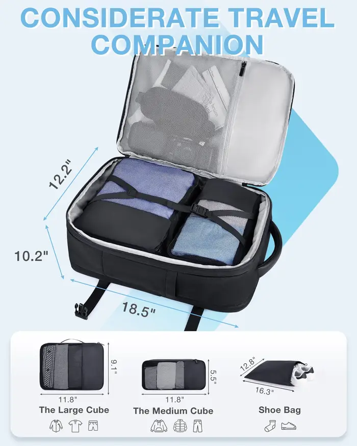 BAGSMART valise sac à dos de voyage pour Easyjet cabine sac 45x36x20 sacs à dos pour hommes remplaçable étanche 17 ''sac à dos pour ordinateur portable