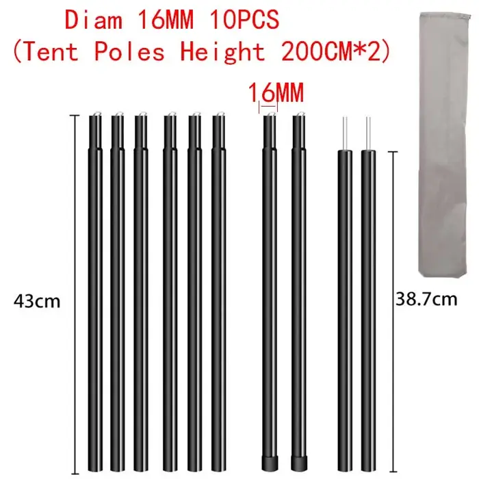 Poteaux de tente pour bâche, poids de roulement 150KG, accessoires de Camping réglables pour sac à d