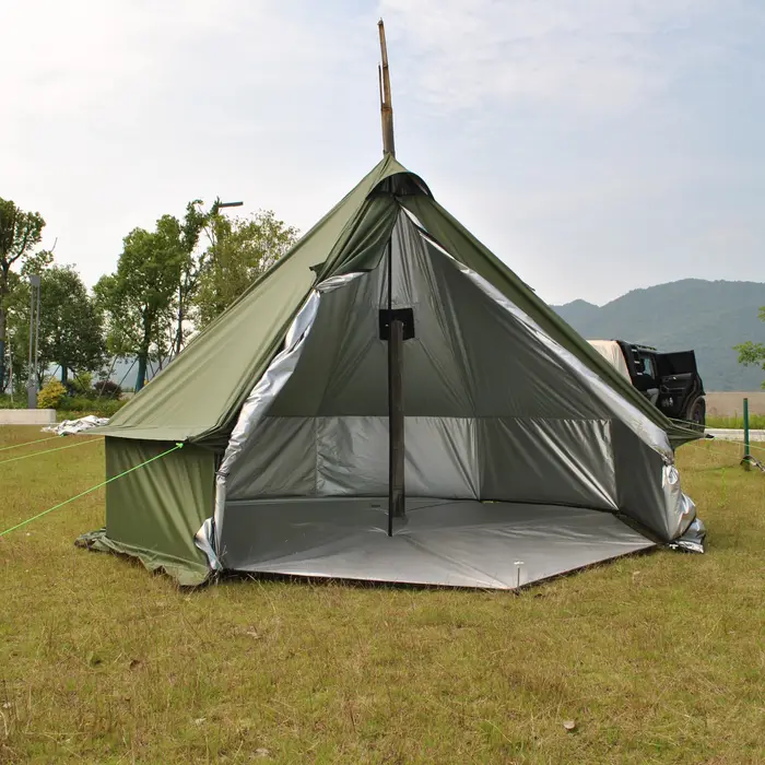 Tente de camping 4 personnes - Tente de glamping spacieuse et respirante résistante à l'eau - Tente de luxe en forme de cloche pour poêle extérieur