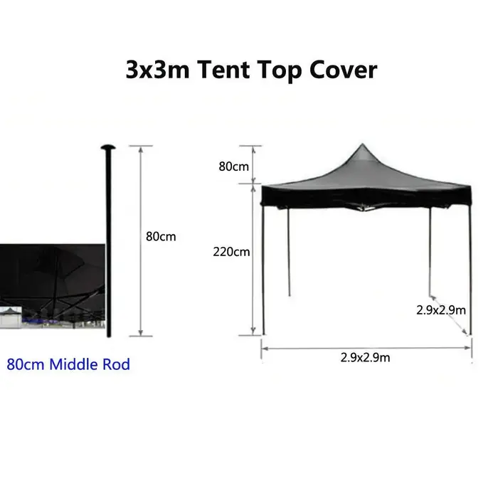 Tente de Camping Oxford de Remplacement, Couverture Supérieure, 2,9x2,9 m