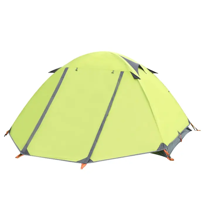 Tente de camping Aurora Fox pour 2 personnes, jupe verte, double couche, poteaux en aluminium, anti-