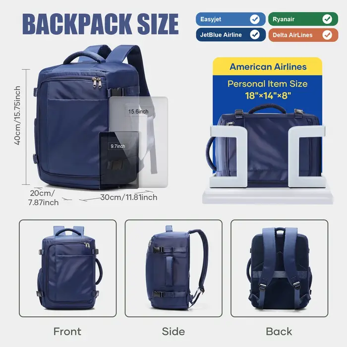 Sac pour homme, sac à dos élégant Ryanair 40x30x20, léger pour les trajets quotidiens, sac fonctionnel décontracté, bagage à main, valise