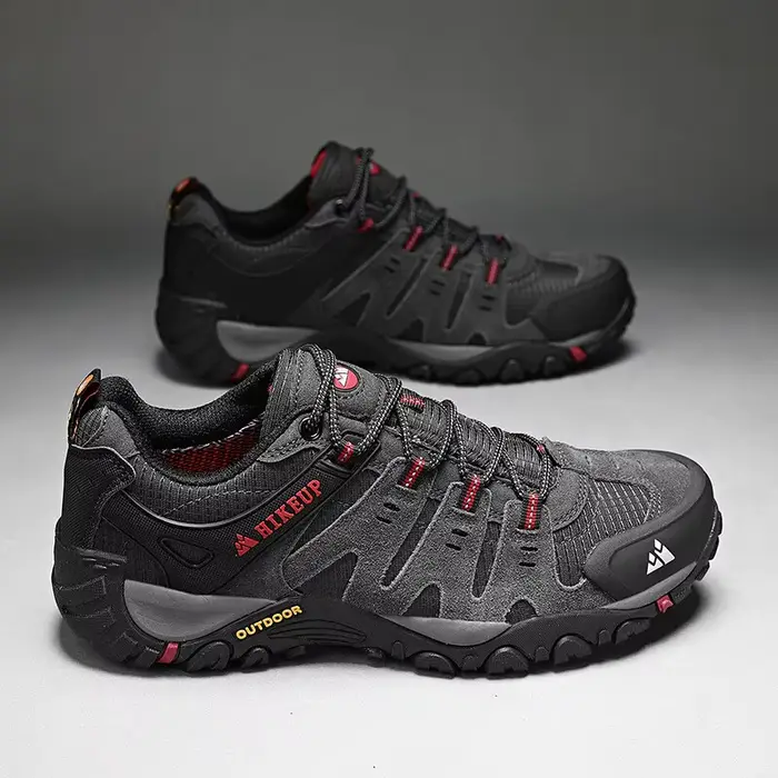 HIKEUP-Chaussures de randonnée en cuir suédé pour homme, baskets d'extérieur résistantes à l'usure, 