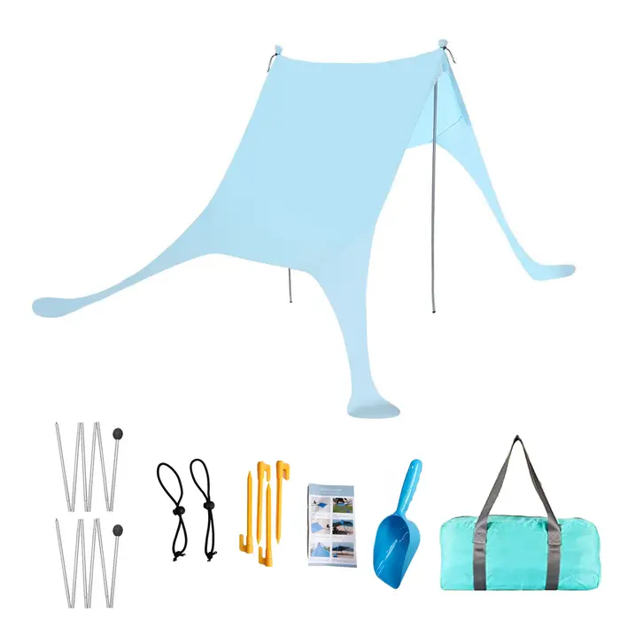 Grande Tente de Plage Familiale de 2m x 2.1m, Pare-Soleil UPF50 +, avec Sac de Sable, Protection Ext