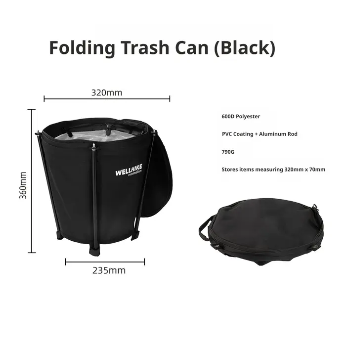 Poubelle de camping extérieure 20L pliable, boîte de rangement multifonctionnelle, panier à linge sa