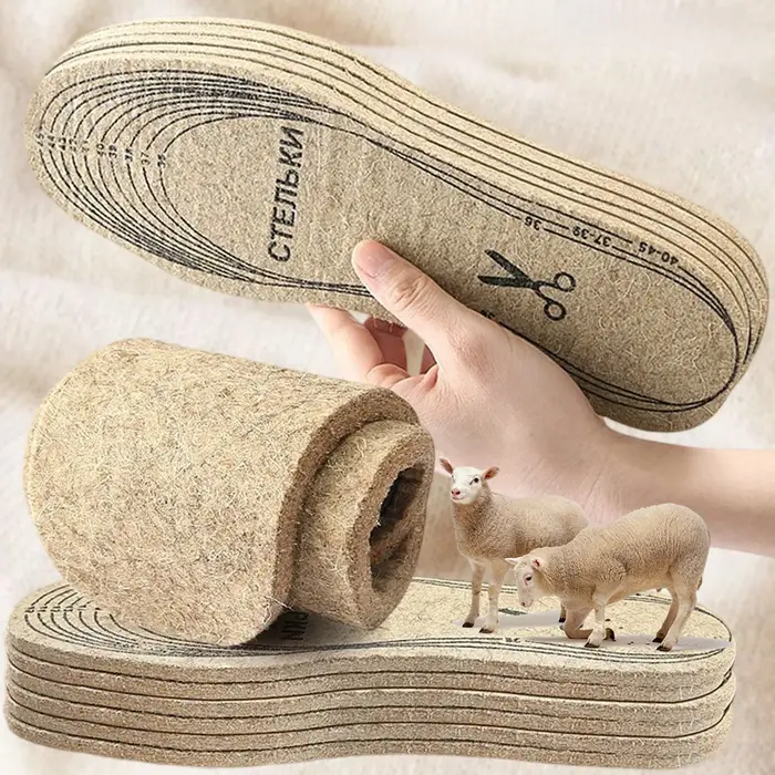 Semelles intérieures en feutre de laine pour chaussures hommes femmes semelles intérieures chaudes a