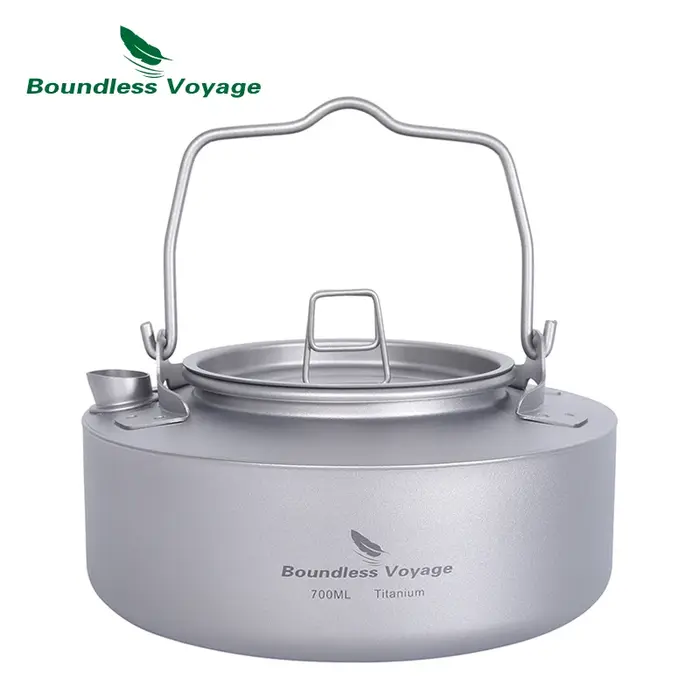 Bouilloire de Camping en titane Voyage sans limites, théière Portable avec poignée pliante, ustensil