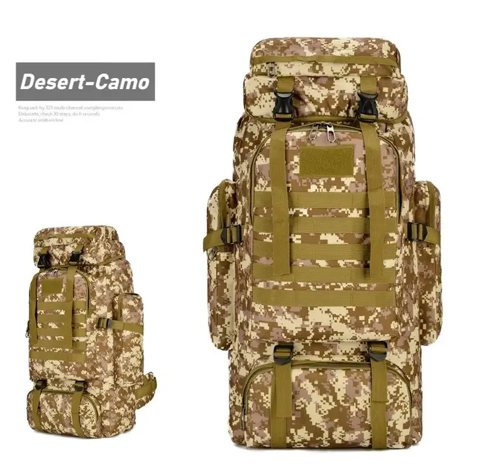 Sac de montagne 75L, sac à dos tactique imperméable camouflage léger, grande capacité, sac à dos MOL
