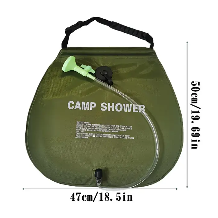 Sac de douche de camping 1/2 pièces - Sac de douche extérieur, sac à eau, tuyau détachable et pomme de douche interchangeable.