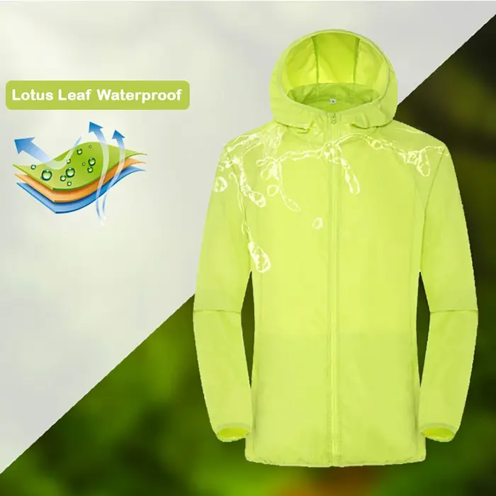 LNGXO Veste de randonnée imperméable unisexe,Homme Femme Camping Pêche Voyage Course à Pied Protecti